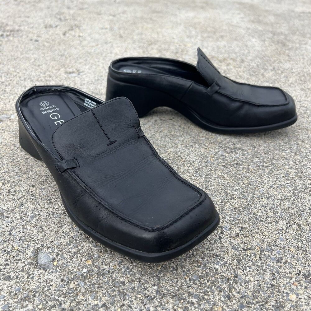 Vintage 90s Leather Slip on Mule Slides - Picture 10 of 10